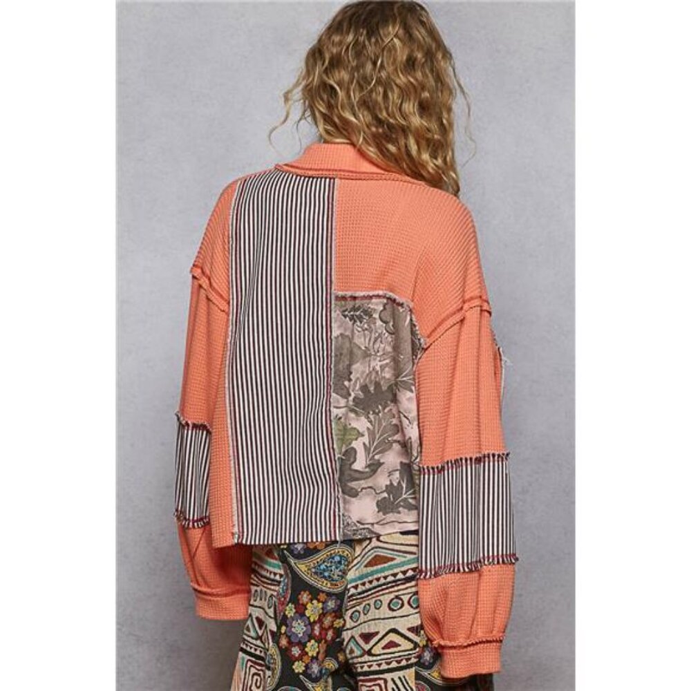 POL Button‎ Down Patchwork Multi-Pattern Jacket N… - image 3